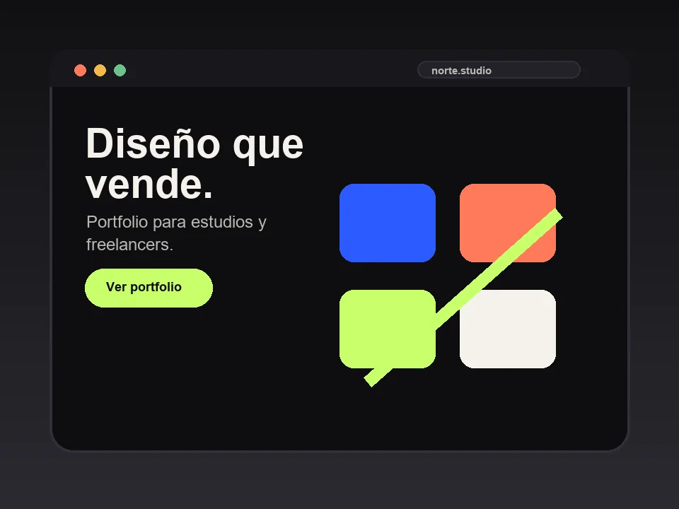 Vista previa de una plantilla para portfolio creativo